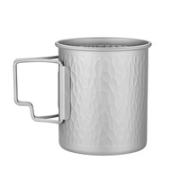 Mug d'exercice en titane pur pour l'extérieur - Tasse à thé et à café portable pour le camping avec poignée pliable