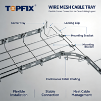Bandeja de Cables de Malla de Alambre Galvanizado TOPFIX para Interiores y Exteriores, Centro de Datos, Alta Capacidad de Carga, Solución de Soporte para Cableado Industrial y Comercial