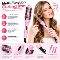 Brosse chauffante pour boucler les cheveux, fer à friser rond chauffant, outil de coiffage volumisant pour la maison et le salon