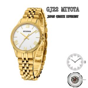 Montres à quartz pour femmes B1 Original Japan Movt 24K Gold Trend Design avec bracelet en acier inoxydable et cuir, calendriers, par le fabricant - Product Image 5