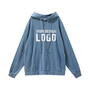 Sweat-shirts pour hommes à épaules tombantes, lavés à l'eau forte, avec logo personnalisé, mode décontractée, couleur unie, pull à capuche, grande taille - Product Image 6