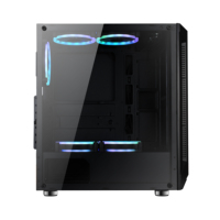 Casing ATX A03 Gamer Dengan Kaca Tempered dan Lampu LED Strip, Casing Gaming Komputer, Casing PC Gamer, Casing Desktop RGB, Boitier PC