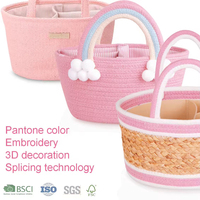Panier de rangement pour couches en coton tissé avec logo personnalisé, pliable, pour la crèche, les jouets de bébé, les vêtements, avec poignées