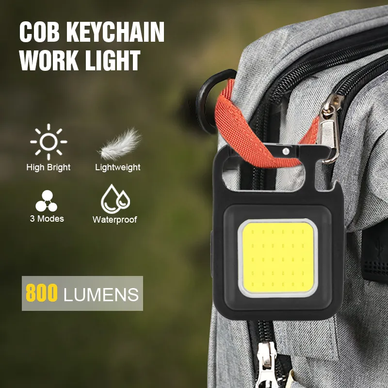 הגעה חדשה מיני LED COB פנס נייד USB נטענת עבודה אור בהיר מפתח שרשרת אור קטן כיס פנסים