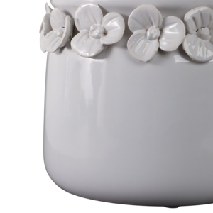 Vaso in gres con applicazioni floreali e design in ceramica testurizzata per piante da interno ed esterno - Product Image 4