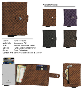 กระเป๋าสตางค์หนังแท้ CardHoda ป้องกัน RFID ดีไซน์มินิมอล ปิดแบบกระดุม ลายเรขาคณิต สำหรับทุกเพศ - Product Image 4