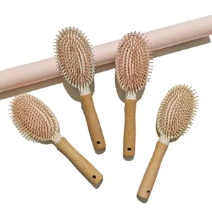 Hot Sale Weizens troh Holz kissen Haar bürste Oval Bunte Stifte Massage Haar bürste Umwelt freundliche Bio-Paddel Haar bürste