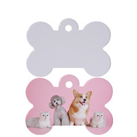 Etiquette de chien en aluminium double face, pendentif en os blanc à sublimation thermique, étiquette de chien de compagnie
