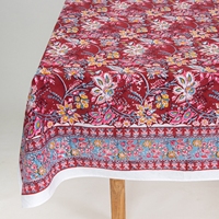 Nappe rectangulaire 140*320cm 100% coton, imprimé floral bordeaux, motif vigne multicolore, pour table à manger