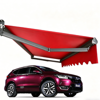 Auvent de garage motorisé, toit rétractable, structure robuste en aluminium épaissi, bras courbés, acrylique imperméable, résistant au vent, anti-UV