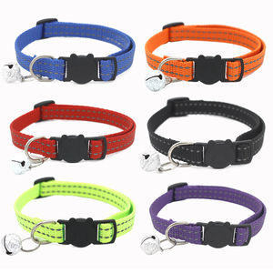 새로운 애완 동물 개 목걸이 나일론 사용자 정의 색상 도매 고양이 목걸이 벨 조정 가능한 이탈 반사 개 키티 칼라 - Product Image 1