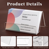 Porte-cartes de visite en acrylique pour bureau, présentoir de cartes de visite transparent pour bureau, capacité de 50 cartes