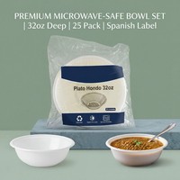 Bols à soupe et nouilles ramen jetables écologiques en plastique PP de 24 oz, durables et résistants aux hautes températures, pour les fêtes