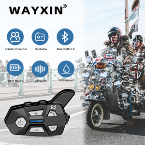 Auriculares de intercomunicador Bluetooth para casco de motocicleta a prueba de agua R5 para 2 conductores que se conectan con cualquier marca de auriculares - Product Image 3