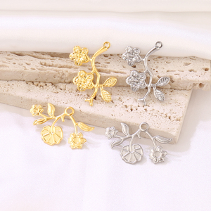 30 pièces en acier inoxydable vigne feuillue breloques fleur feuille pendentif boucles d'oreilles <span class=keywords><strong>flocon</strong></span> résultats bijoux à bricoler soi-même fabrication collier accessoires - Product Image 2