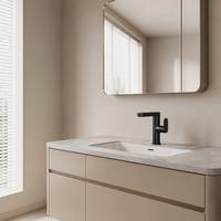Nouveau design Robinet de lavabo en aluminium spatial écologique, monotrou, à poser sur le comptoir, avec cartouche céramique, eau chaude et froide