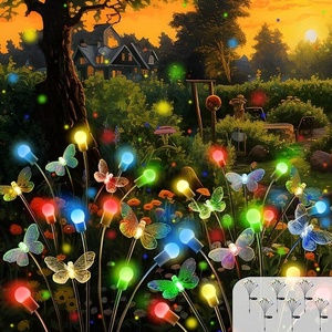 Luces de camino solares de PVC LED a prueba de agua RGB para exteriores 90 80 8 funciones luces de césped de <span class=keywords><strong>jardín</strong></span> de mariposa y luciérnaga oscilante - Product Image 1
