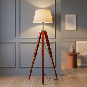 Vintage <b>Floor</b> <b>Lamp</b> Wooden <b>Tripod</b> Stand <b>lamp</b> Nautical Living room Home Décor <b>lamp</b>. - Product Image 3