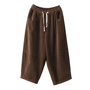 Harem <b>Pants</b> Corduroy Plus Size High Waist Casual <b>Pants</b> With Pocket Autumn Winter Style - Product Image 5