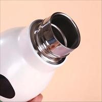 Botol Minum Anak 500ml Berinsulasi dengan Sedotan, Botol Termos Air Stainless Steel dengan Tutup Silikon Motif Hewan yang Menggemaskan