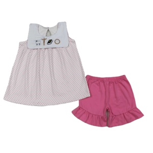 RTS Boutique He Risen Barboteuse à bretelles et short pour bébés garçons et filles, avec broderie mouton, style décontracté printemps automne, assortiment fratrie - Product Image 1