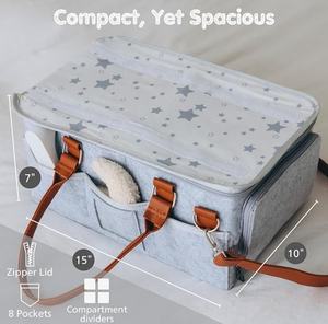 Sac de rangement pour couches avec couvercle en rouleau et séparateurs amovibles Organisateur de couches pour table à langer de pépinière et plus encore - Product Image 5