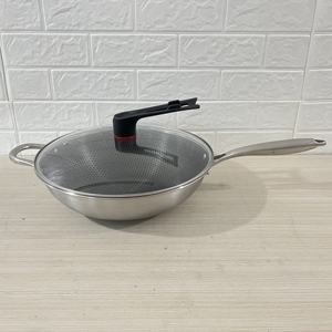 Venta al por mayor 32/34cm alta cantidad antiadherente panal <span class=keywords><strong>Wok</strong></span> Acero inoxidable cocina antiadherente sartén utensilios de cocina <span class=keywords><strong>Wok</strong></span> Pan - Product Image 4