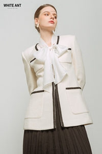 Cadena Cian Lana detallada Superficie suave y suave de alta calidad Office Lady Visco Silk Embalaje personalizado Fabricante de Vietnam - Product Image 5