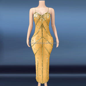 NOVANCE Y2541 moda <span class=keywords><strong>donna</strong></span> con bretelle dorate strass lungo giallo <span class=keywords><strong>abito</strong></span> da ballo abiti di <span class=keywords><strong>laurea</strong></span> per le signore - Product Image 1