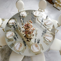 Mantel de Espejo Plateado al por Mayor, Cubierta Redonda de PE con Reflejo de Espejo para Decoración de Eventos y Bodas