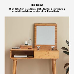 Bàn trang điểm gỗ nguyên khối phong cách tối giản hiện đại cho phòng ngủ, phong cách Bắc Âu, nhẹ nhàng sang trọng, có ngăn chứa đồ cho căn hộ nhỏ - Product Image 4