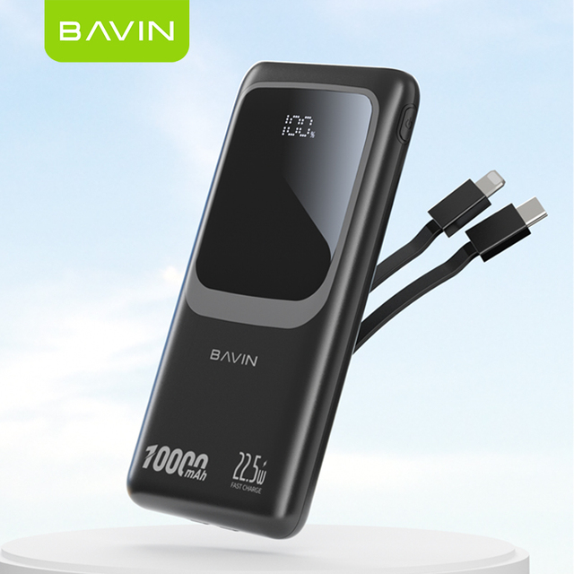 BAVIN 10000mah Wholesalers PC1029S Popular Products 2025 Type c Portable Mobile Fast Charging Power Bank with Cables