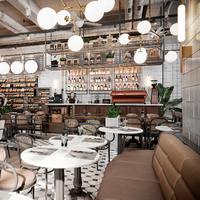 Café-bar élégant à éclairage LED moderne et simple pour café, boutique, présentoir de comptoir pour café, présentation et pâtisserie
