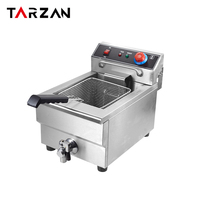 Friteuse professionnelle double cuve de haute qualité avec robinet de vidange d'huile, en acier inoxydable, électrique