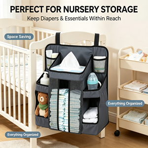 Sturdy <strong>Baby</strong> Diaper <strong>Caddy</strong> &amp; Nursery Organizer Hanging Playard Organizer Gray Travel Car Use - Product Image 5