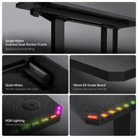 Bureau de travail ergonomique AOR, bureau de jeu intelligent à réglage électrique avec mémoire, panneau de protection environnementale, éclairage RGB Armor