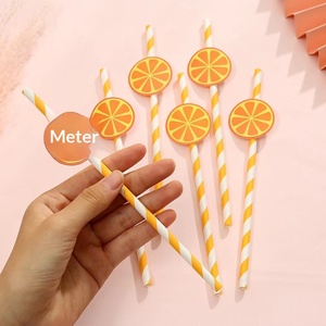 Pajitas <span class=keywords><strong>de</strong></span> Papel Desechables Biodegradables Estick con Diseño <span class=keywords><strong>de</strong></span> Limón para Fiestas, 197 mm <span class=keywords><strong>de</strong></span> Largo, Estilo Moderno para Té con <span class=keywords><strong>Leche</strong></span> y Sabores a Limón - Product Image 1