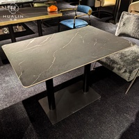 Table de salle à manger à fond biseauté en pierre frittée de style moderne HUALIN, table de salle à manger commerciale spéciale pour restaurant