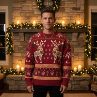 Pull de Noël moche personnalisable à manches longues pour homme, tricoté, unisexe, motif jacquard, respirant, ODM, motif Argyle