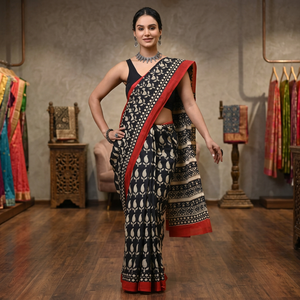 Premium <b>Block</b> <b>Print</b> Soft Cotton MulMul Saree for Women Soft Lightweight Traditional Indian Wear Women's Cotton MulMul Saree - Product Image 2