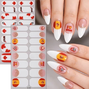 Film de vernis à ongles rayé, autocollant adhésif pour nail art, motif drapeau de football, couverture complète, pour salon et DIY - Product Image 3