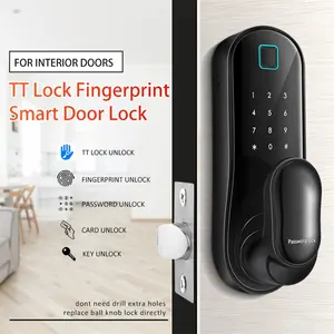 TTlock elektronik kunci Tuya pintar tahan air, kunci pintu Wifi pintar tanpa kunci kartu kata sandi sidik jari biometrik