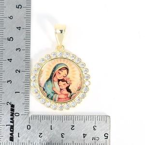 Colgante Chapado en Oro <span class=keywords><strong>de</strong></span> 14k con la Medalla <span class=keywords><strong>de</strong></span> la Virgen María, Niño Jesús y Sagrada Familia, Joyería Religiosa con Circonitas, Joyas para Mujer al por Mayor - Product Image 6