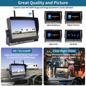 Camera lùi xe không dây AHD 7 inch, tầm nhìn ban đêm, giám sát video an ninh khi đỗ xe cho xe RV, Motorhome - Product Image 4