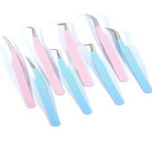 Pinzas para Extensión de Pestañas de Acero Inoxidable con Recubrimiento Azul Cielo, Marca Privada, Agarre de Diamante Profesional, Punta Puntiaguda SL-165 10mm - Product Image 1