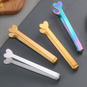 Stainless Steel Heart Shape Food Tongs Reusable For Coffee Tea Snacks Ice Cube Lemon Slice Clip - Product Image 1