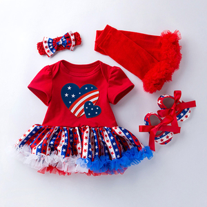 Conjuntos de Ropa de Boutique para Bebés Niñas, Trajes para el Día de la Independencia de EE. UU., Ropa de Verano de Algodón Adorable para Niños, 4 de Julio - Product Image 2