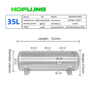 Tanque de Almacenamiento de Aire Horizontal de Aluminio de 35L/9.2 Galones Personalizado para Suspensión de Camión/Bocina de Coche - Product Image 2