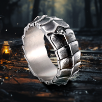 Nouveau ensemble de bijoux de Couple à la mode rétro Simple dominateur en acier inoxydable Dragon diamant bague en fonte avec Design personnalisé