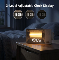 Lampe de chevet LED multifonctionnelle moderne avec veilleuse, chargeur sans fil, rechargeable par USB, bruit blanc et contrôle tactile